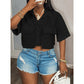 👕 LIMITED-TIME 50% OFF! ✨ Women's Cropped Shirt – Short Sleeve, Pocket, Versatile 🍂