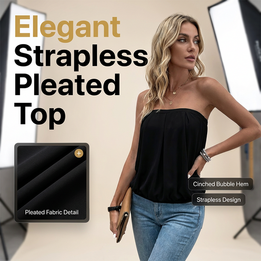 🍃 LIMITED-TIME 50% OFF! ✨ Women's Lantern Sleeveless Tube Top – Pleated, Elastic, Breezy 💫