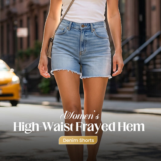 👖 LIMITED-TIME 50% OFF! ✨ Women's High-Waist Denim Shorts – Frayed Hem, Distressed, Stretchy 🆒