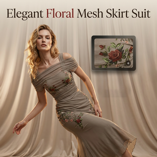 👗 LIMITED-TIME 50% OFF! ✨ Women's Off-Shoulder Top & Skirt Set – Embroidered, Fishtail, Elegant