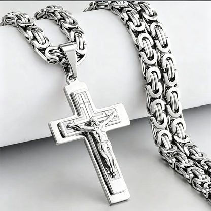 Men's Vintage Chain Necklace with Cross Pendant