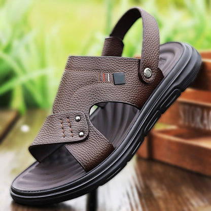 👞 LIMITED-TIME 50% OFF! ✨ Men's Leather Sandals – Anti-Slip, Thick Sole, Dual-Wear 🌴
