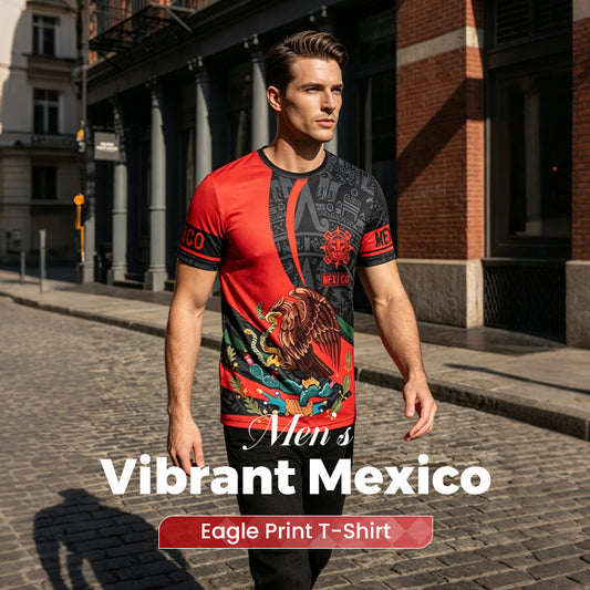 🦅 LIMITED-TIME 50% OFF! ✨ Men's Mexico Eagle Print T-Shirt – Vibrant, Cotton, Casual 🇲🇽