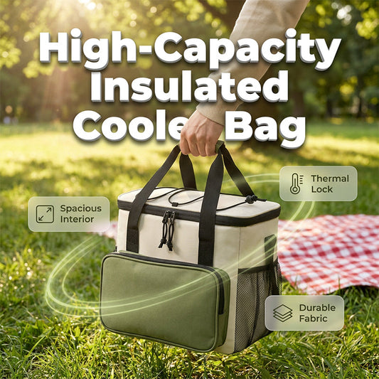 🧺 LIMITED-TIME 50% OFF! ✨ Insulated Cooler Bag – Large Capacity, Water-Resistant, Multi-Pocket 🍱