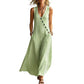 👗 LIMITED-TIME 50% OFF! ✨ Striped Sleeveless Maxi Dress – V-Neck, A-Line, Side Pockets 🌊