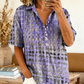 👕 LIMITED-TIME 50% OFF! ✨ Women's Collared Summer Blouse – Abstract Print, Loose Fit, Breezy 🍃