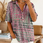 👕 LIMITED-TIME 50% OFF! ✨ Women's Collared Summer Blouse – Abstract Print, Loose Fit, Breezy 🍃