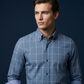 👔 LIMITED-TIME 50% OFF! ✨ Men's Modern Fit Windowpane Shirt – Contrast Details, Button-Down, Premium Blend 🍁