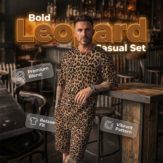 🐆 LIMITED-TIME 50% OFF! ✨ Men's Leopard Print Set – Short-Sleeve Top & Shorts, 3D Print 🧊