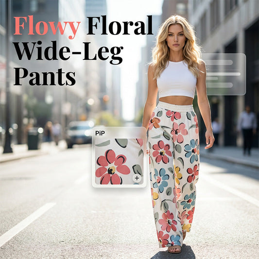 🌸 LIMITED-TIME 50% OFF! ✨ Women's Floral Palazzo Pants – Wide-Leg, Smocked Waist, Breezy 🍃