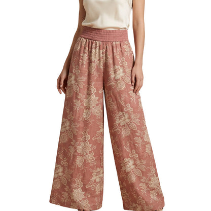 🌸 LIMITED-TIME 50% OFF! ✨ Women's Floral Palazzo Pants – Wide-Leg, Smocked Waist, Breezy 🍃