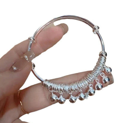 🔔 LIMITED-TIME 50% OFF! ✨ Bell Charm Bangle Bracelet – Adjustable, Silver Finish, Lightweight 💫