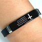 ✨ LIMITED-TIME 50% OFF! ✨ Bible Verse Cross Bracelet – Stainless Steel, Silicone, Adjustable 🙏