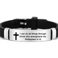 ✨ LIMITED-TIME 50% OFF! ✨ Bible Verse Cross Bracelet – Stainless Steel, Silicone, Adjustable 🙏