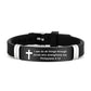 ✨ LIMITED-TIME 50% OFF! ✨ Bible Verse Cross Bracelet – Stainless Steel, Silicone, Adjustable 🙏