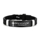 ✨ LIMITED-TIME 50% OFF! ✨ Bible Verse Cross Bracelet – Stainless Steel, Silicone, Adjustable 🙏