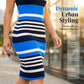 👗 LIMITED-TIME 50% OFF! ✨ Bodycon Striped Dress – Seamless Fit, Rounded Neck, Premium Fabric 🌊