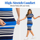 👗 LIMITED-TIME 50% OFF! ✨ Bodycon Striped Dress – Seamless Fit, Rounded Neck, Premium Fabric 🌊