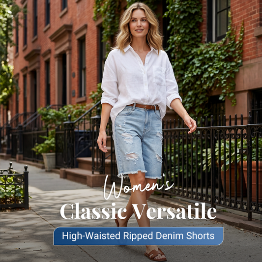 👖 LIMITED-TIME 50% OFF! ✨ Women's High-Waisted Ripped Denim Shorts – Distressed, Cropped, Casual 🍁