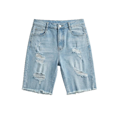 👖 LIMITED-TIME 50% OFF! ✨ Women's High-Waisted Ripped Denim Shorts – Distressed, Cropped, Casual 🍁