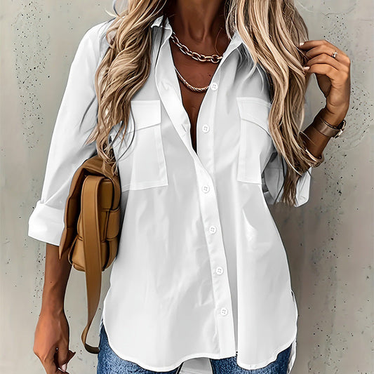 👚 LIMITED-TIME 50% OFF! ✨ Women’s Long Sleeve Shirt – Classic Collar, Loose Fit, Premium Fabric 🍂
