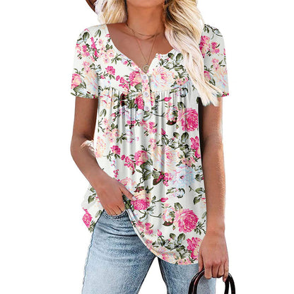 👚 LIMITED-TIME 50% OFF! ✨ Women’s Flowy Floral Button-Up Tee – Casual, Breezy, Versatile 🌸