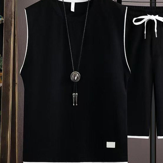 👕 LIMITED-TIME 50% OFF! ✨ Men’s Minimalist Tank & Shorts Set – Waffle Knit, Drawstring Waist, Coordinated 🌿