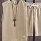 👕 LIMITED-TIME 50% OFF! ✨ Men’s Minimalist Tank & Shorts Set – Waffle Knit, Drawstring Waist, Coordinated 🌿