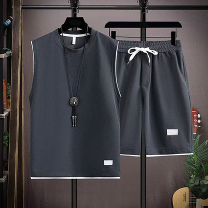 👕 LIMITED-TIME 50% OFF! ✨ Men’s Minimalist Tank & Shorts Set – Waffle Knit, Drawstring Waist, Coordinated 🌿