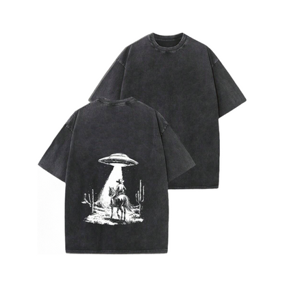 👕 LIMITED-TIME 50% OFF! ✨ Vintage UFO Cowboy Graphic Tee – Retro, Unique, Soft Cotton 🛸