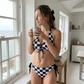 👙 LIMITED-TIME 50% OFF! ✨ Checkerboard Print Halter Bikini Set – Chic, Flattering, Beach-Ready 🏖️