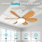💡 LIMITED-TIME 50% OFF! 🌀 2-in-1 Smart Ceiling Fan Light – E27 Screw Install, Wood-Grain Blades, Silent ✨