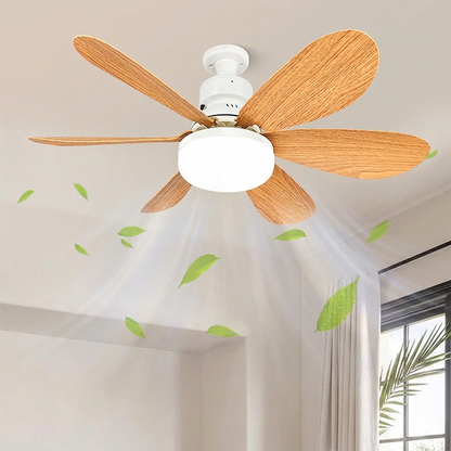 💡 LIMITED-TIME 50% OFF! 🌀 2-in-1 Smart Ceiling Fan Light – E27 Screw Install, Wood-Grain Blades, Silent ✨