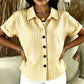 👕 LIMITED-TIME 50% OFF! ✨ Women's Striped Button-Down T-Shirt – Casual, Comfortable, Versatile 🍂