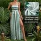 👗 LIMITED-TIME 50% OFF! 💥 Bohemian Strapless High Split Wide Leg Jumpsuit – Smocked Bodice, Side Slits, Geometric Print ✨