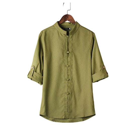 👔 LIMITED-TIME 50% OFF! ✨ Men’s Linen Mandarin Collar Shirt – Breathable, Frog Buttons, Relaxed Fit 🍂