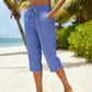 👖 LIMITED-TIME 50% OFF! ✨ Gingham Capri Pants – Drawstring Waist, Cotton-Linen, Breathable 🌿