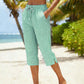 👖 LIMITED-TIME 50% OFF! ✨ Gingham Capri Pants – Drawstring Waist, Cotton-Linen, Breathable 🌿