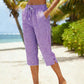 👖 LIMITED-TIME 50% OFF! ✨ Gingham Capri Pants – Drawstring Waist, Cotton-Linen, Breathable 🌿