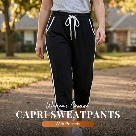 🩳 LIMITED-TIME 50% OFF! ✨ Women's Casual Capri Sweatpants – Side Pockets, Relaxed Fit, Soft 🍂