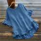 👚 LIMITED-TIME 50% OFF! ✨ Women's Ruffle Blouse – Round Neck, Cotton Linen, Loose Fit 🌸