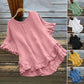 👚 LIMITED-TIME 50% OFF! ✨ Women's Ruffle Blouse – Round Neck, Cotton Linen, Loose Fit 🌸