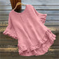 👚 LIMITED-TIME 50% OFF! ✨ Women's Ruffle Blouse – Round Neck, Cotton Linen, Loose Fit 🌸