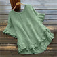 👚 LIMITED-TIME 50% OFF! ✨ Women's Ruffle Blouse – Round Neck, Cotton Linen, Loose Fit 🌸