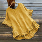 👚 LIMITED-TIME 50% OFF! ✨ Women's Ruffle Blouse – Round Neck, Cotton Linen, Loose Fit 🌸