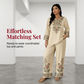 👗 LIMITED-TIME 50% OFF! 💥 Women's Long Sleeve Blouse & Wide-Leg Pants Set – Floral Embroidery, Split Neckline, Relaxed Fit ✨