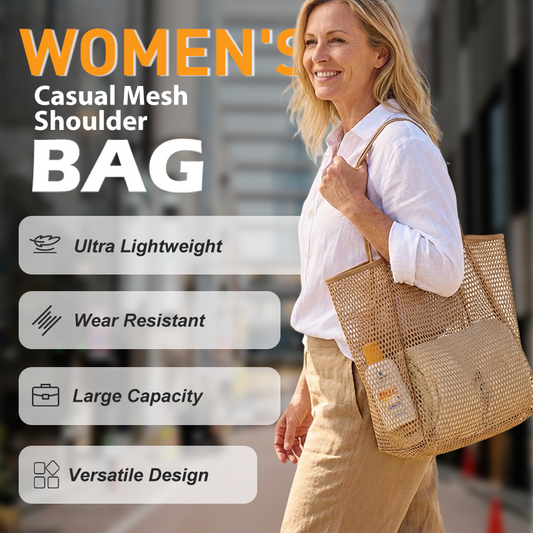 👜 LIMITED-TIME 50% OFF! ✨ Women's Casual Mesh Shoulder Bag – Large Capacity, Beach-Ready, Stylish 🏖️