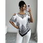 👚 LIMITED-TIME 50% OFF! ✨ Boho Cold Shoulder Tee – Asymmetrical Hem, Print, Lightweight 🌸
