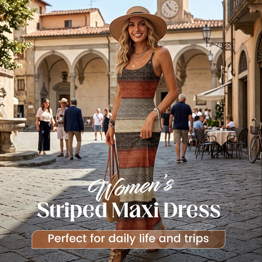 👗 LIMITED-TIME 50% OFF! ✨ Women's Striped Maxi Dress – Slim Fit, Flowy, Effortless Elegance 🌊
