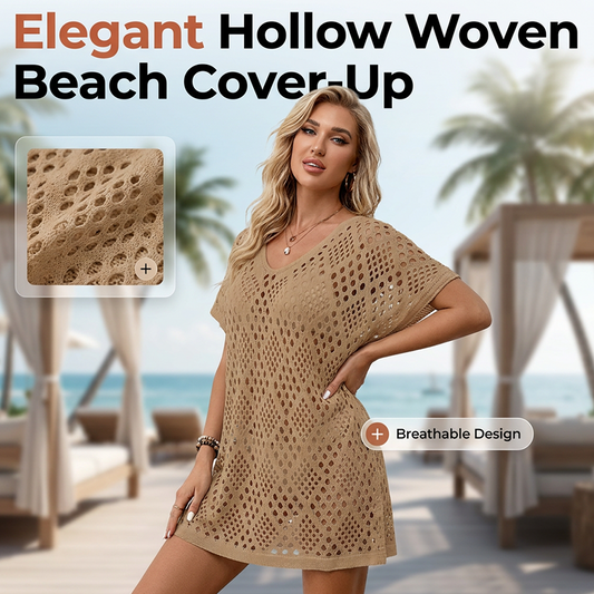 👒 LIMITED-TIME 50% OFF! ✨ Women's Woven Tunic – Openwork, Loose Fit, Beach Cover-Up ☀️